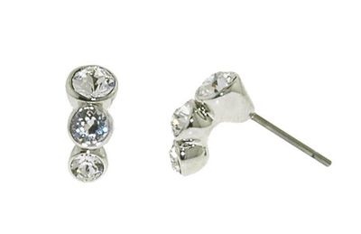 Rhodium graduated Swarovski crystal trio earrings